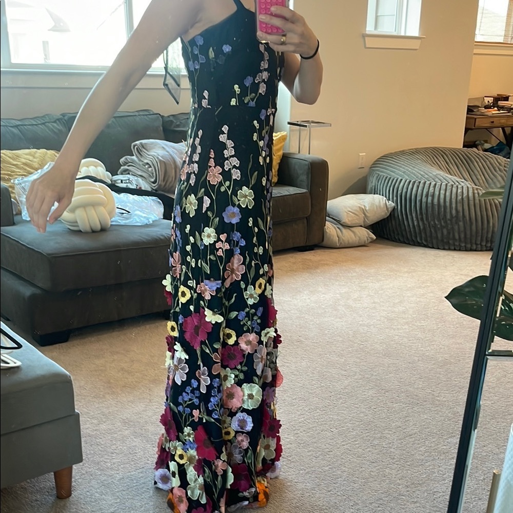 Lulu's Black Maxi Dress with Multicolor Floral Embroidery - Picture 3 of 10